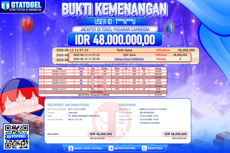 BUKTI WITHDRAW GTATOGEL KEMENANGAN JACKPOT DI TOGEL PASARAN CAMBODIA