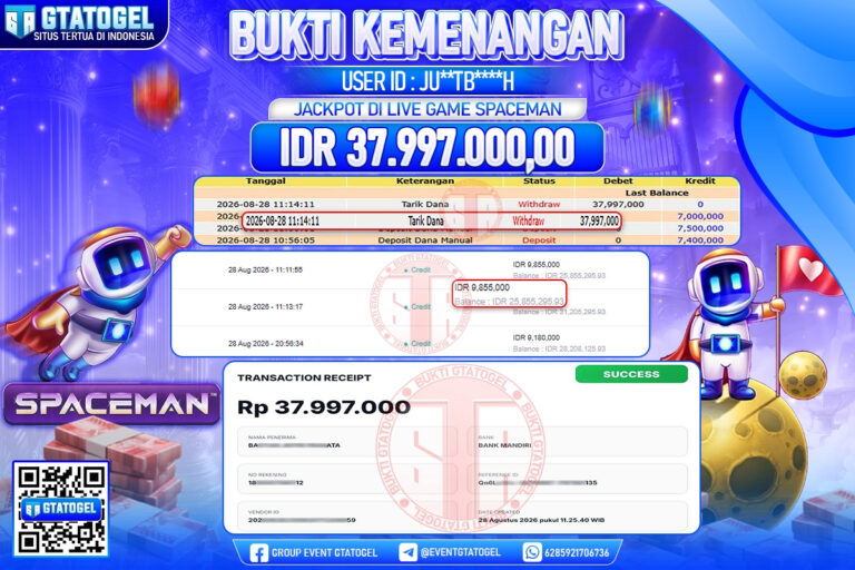 BUKTI WITHDRAW GTATOGEL KEMENANGAN JACKPOT DI LIVE GAMES SPACEMAN