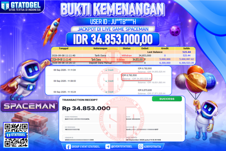 BUKTI WITHDRAW GTATOGEL KEMENANGAN JACKPOT DI LIVE GAME SPACEMAN