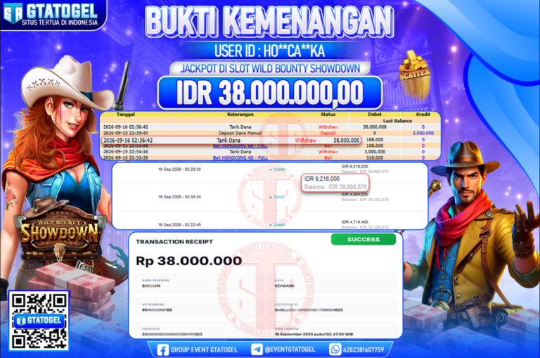 BUKTI WITHDRAW GTATOGEL KEMENANGAN JACKPOT DI SLOT WILD BOUNTY SHOWDOWN