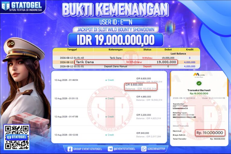 BUKTI WITHDRAW GTATOGEL KEMENANGAN JACKPOT DI SLOT WILD BOUNTY SHOWDOWN
