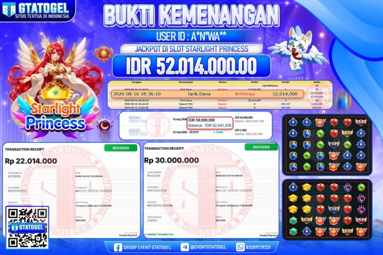 BUKTI WITHDRAW GTATOGEL KEMENANGAN JACKPOT DI SLOT STARLIGHT PRINCESS