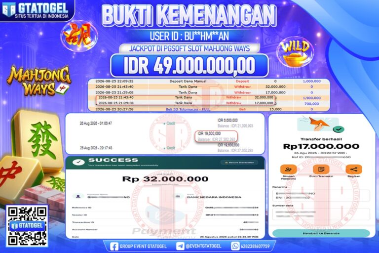 BUKTI WITHDRAW GTATOGEL KEMENANGAN JACKPOT DI PGSOFT SLOT MAHJONG WAYS