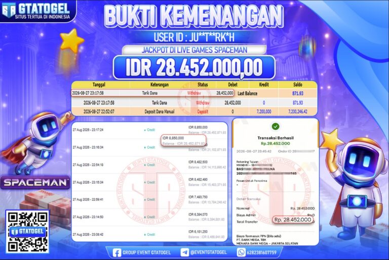 BUKTI WITHDRAW GTATOGEL KEMENANGAN JACKPOT DI LIVE GAMES SPACEMAN