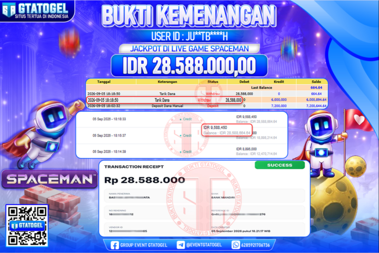 BUKTI WITHDRAW GTATOGEL KEMENANGAN JACKPOT DI LIVE GAME SPACEMAN