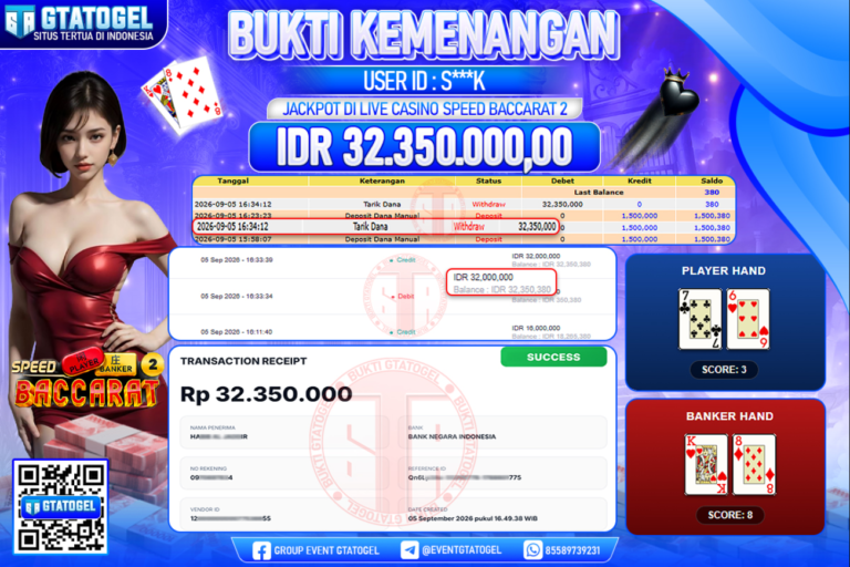 BUKTI WITHDRAW GTATOGEL KEMENANGAN JACKPOT DI LIVE CASINO SPEED BACCARAT 2