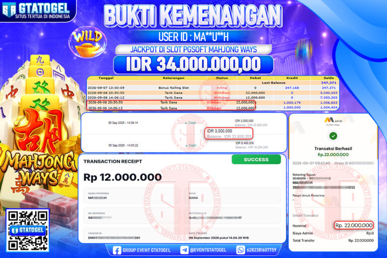 BUKTI WITHDRAW GTATOGEL KEMENANGAN JACKPOT DI SLOT PGSOFT MAHJONG WAYS