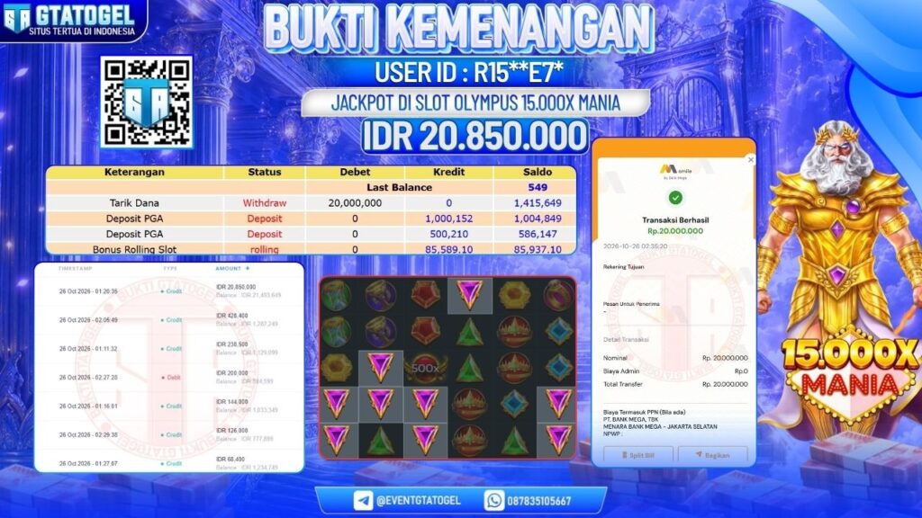BUKTI WITHDRAW GTATOGEL KEMENANGAN JACKPOT DI SLOT 15.000X MANIA
