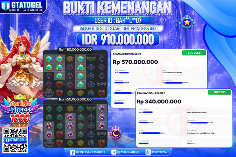 BUKTI WITHDRAW GTATOGEL KEMENANGAN JACKPOT DI SLOT STARLIGHT PRINCESS 1000