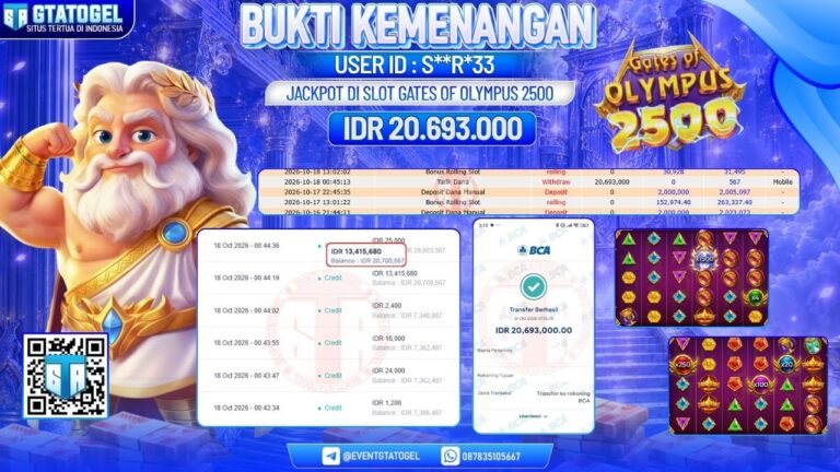 BUKTI WITHDRAW GTATOGEL KEMENANGAN JACKPOT DI SLOT GATES OF OLYMPUS 2500